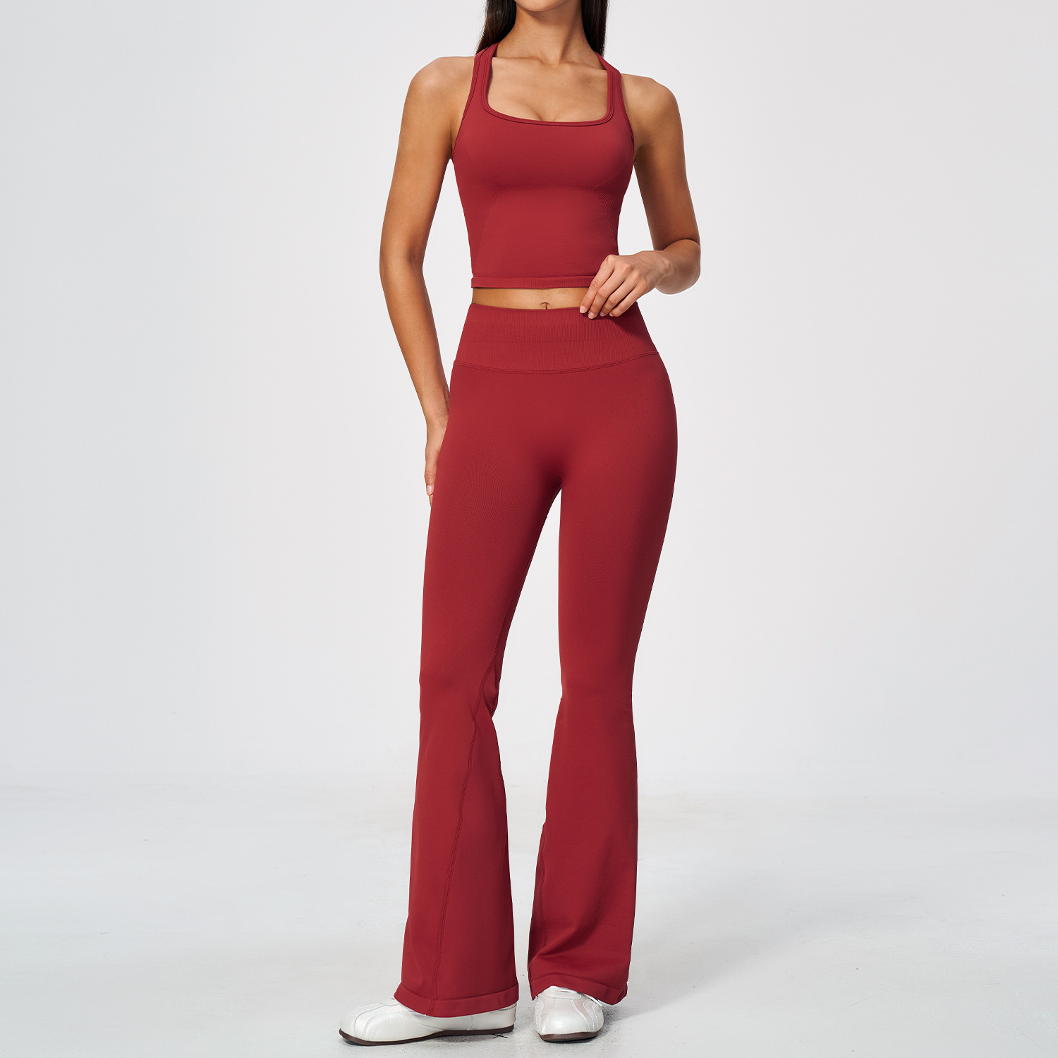 Conjunto de Yoga Feminino de 2 - Seamless Ribbed Workout Tank Top avaliação e preço