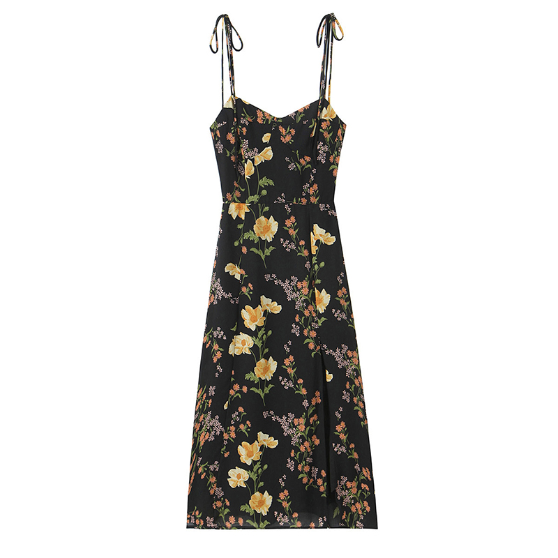 Yenkye estilo francês vintage  - French Vintage Floral Midi Dress avaliação e preço